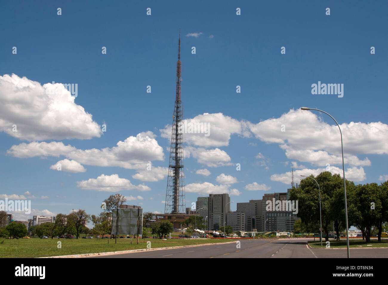 The TV Tower on the two avenues of the Monumental Axisin in Brasilia, Brazil. It is the tallest tower in Latin America Stock Photo
