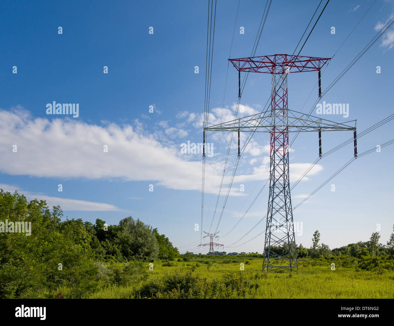 High voltage in the country Stock Photo