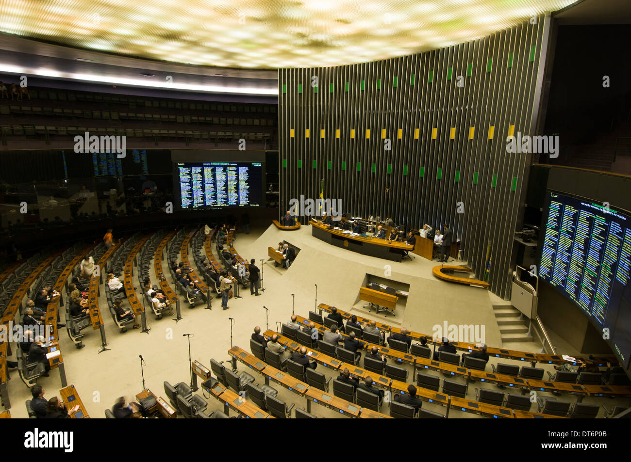 Members in full session in the Chamber of Deputies in the National Congress ( Brazilian Parliament) in Brasilia, Brazil. Stock Photo