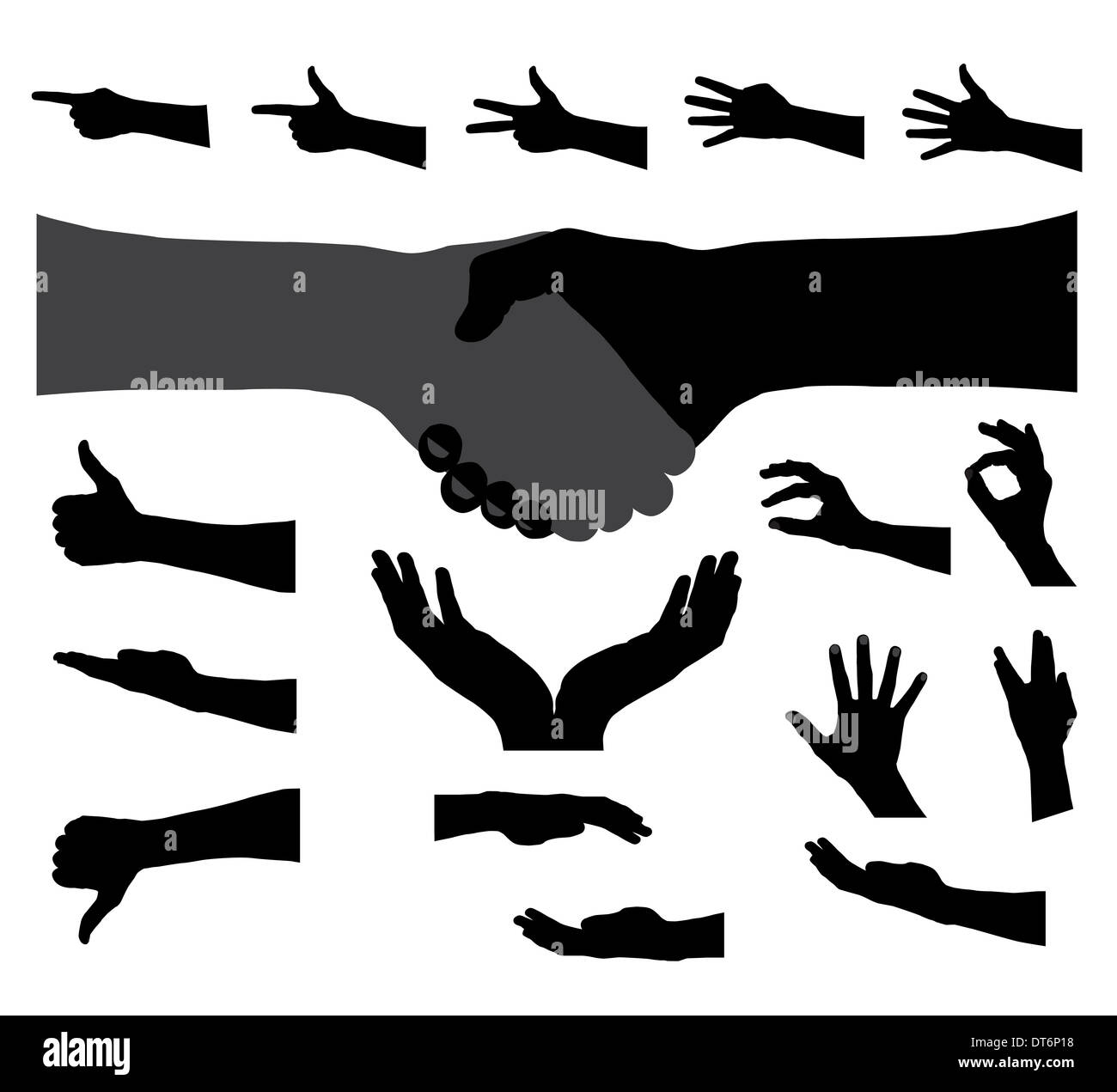 Black Set of Hand. Vector Illustration Stock Photo - Alamy
