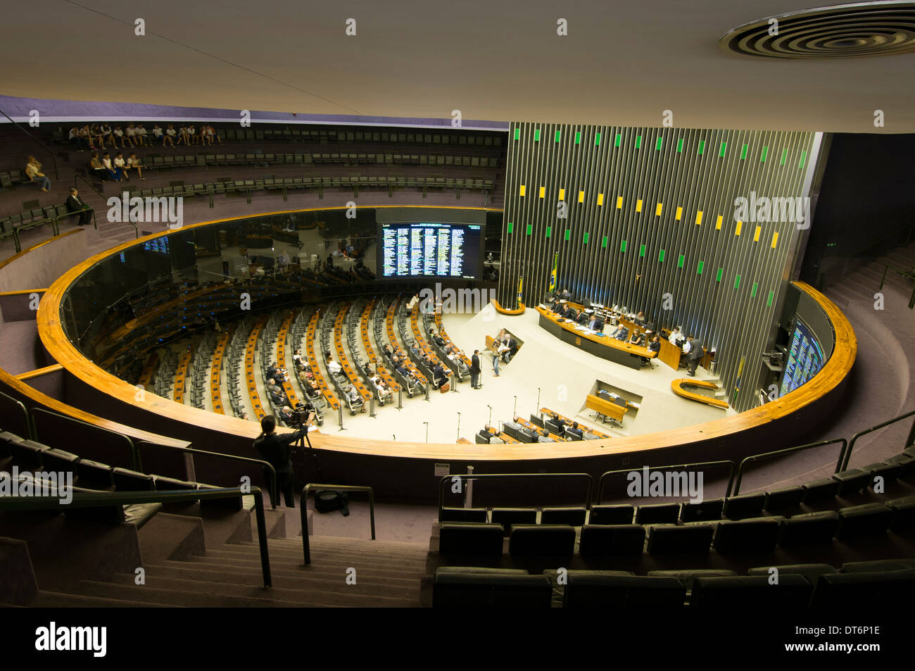 Members in full session in the Chamber of Deputies in the National Congress ( Brazilian Parliament) in Brasilia, Brazil. Stock Photo