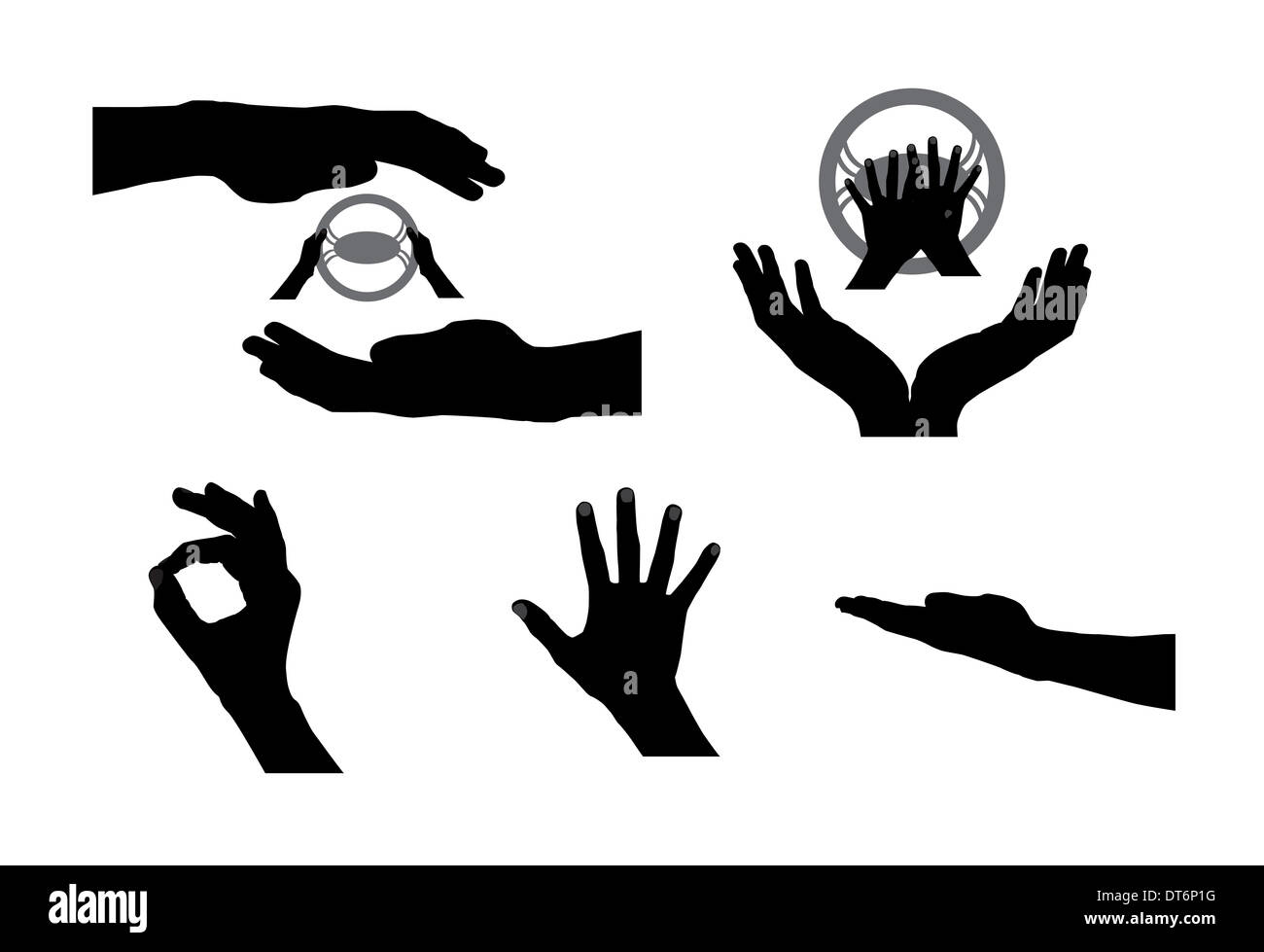 Black Set of Hand. Vector Illustration Stock Photo - Alamy