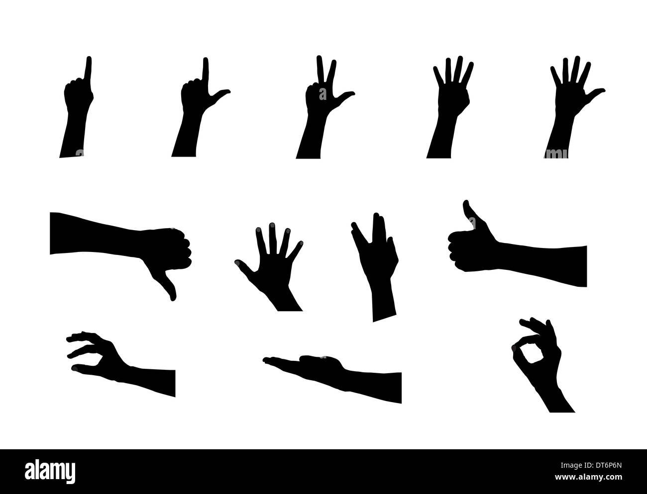 Black Set of Hand. Vector Illustration Stock Photo - Alamy
