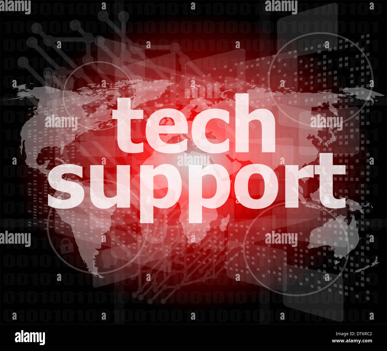 Tech Support Word On A Touch Screen Interface Stock Photo Alamy