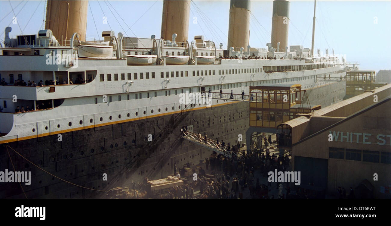Ship at southampton dock titanic 1997 stock photo royalty free image