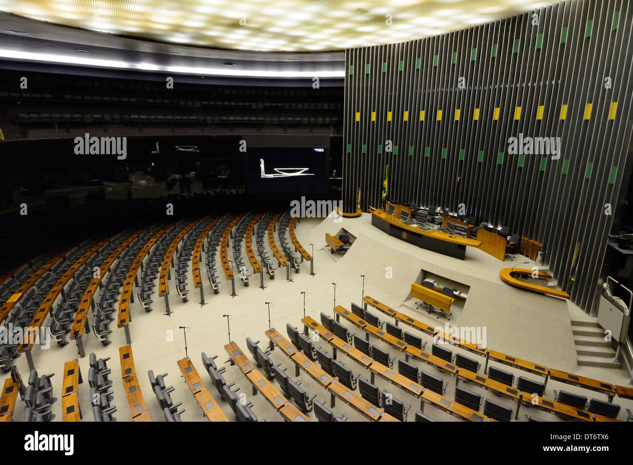 Interior of the Brazilian Chamber of Deputies is a federal legislative body and the lower house of the National Congress of Brazil (Brazilian Parliament Stock Photo