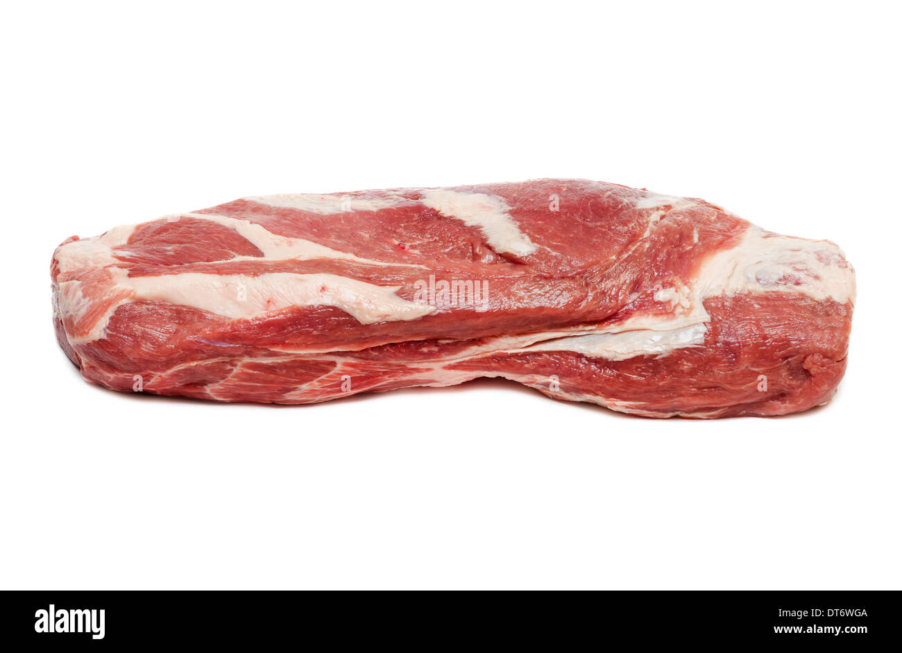 Big piece of fresh raw pork meat isolated on white background Stock Photo