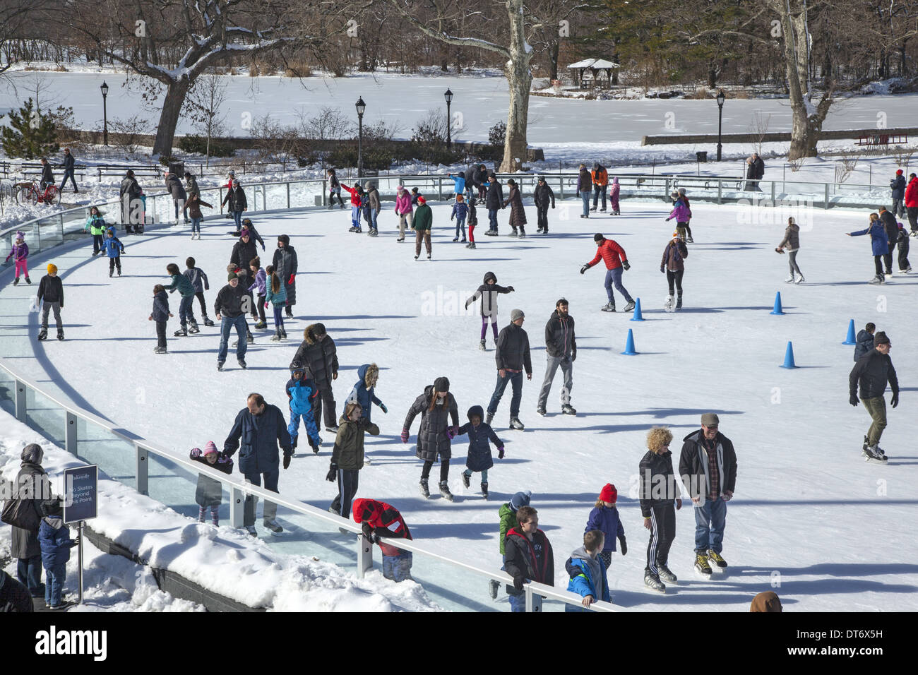 People enjoy ice skating in Prospect Park at the new LeFrak Center at Lakeside in 2014 Stock