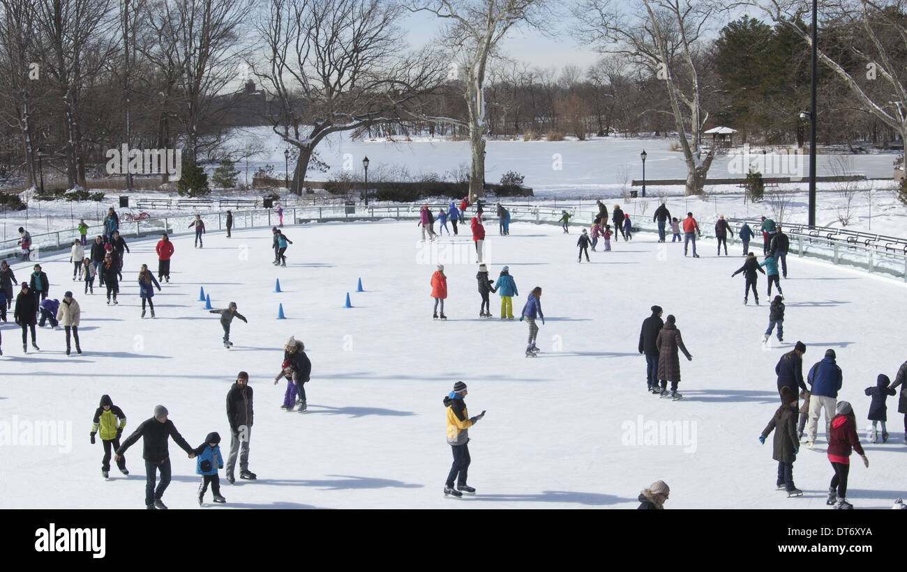 People enjoy ice skating in Prospect Park at the new LeFrak Center at