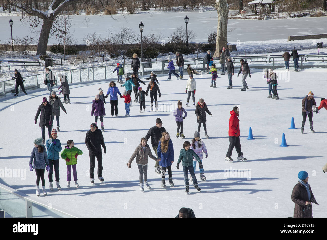 People enjoy ice skating in Prospect Park at the new LeFrak Center at Lakeside in 2014 Stock