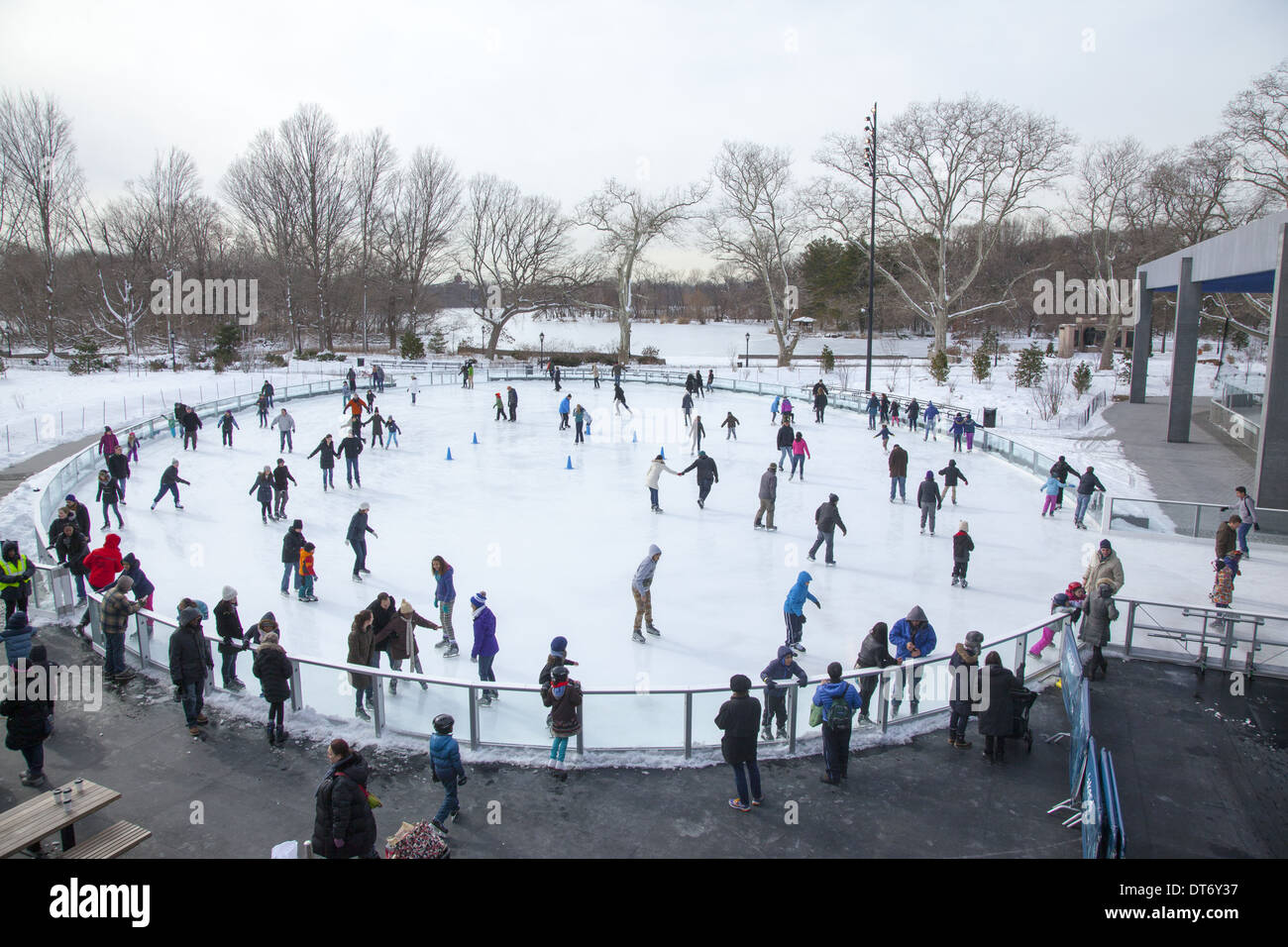 People enjoy ice skating in Prospect Park at the new LeFrak Center at Lakeside in 2014 Stock