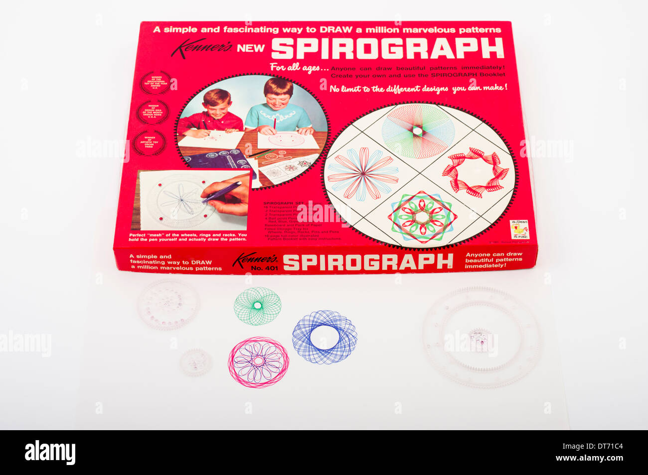 Spirograph geometric drawing toy by Kenner produced 1967 Stock Photo