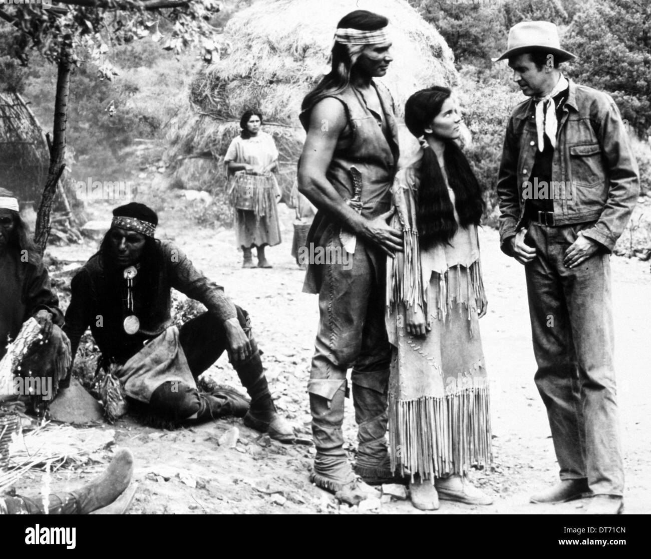 JEFF CHANDLER, DEBRA PAGET, JAMES STEWART, BROKEN ARROW, 1950 Stock Photo