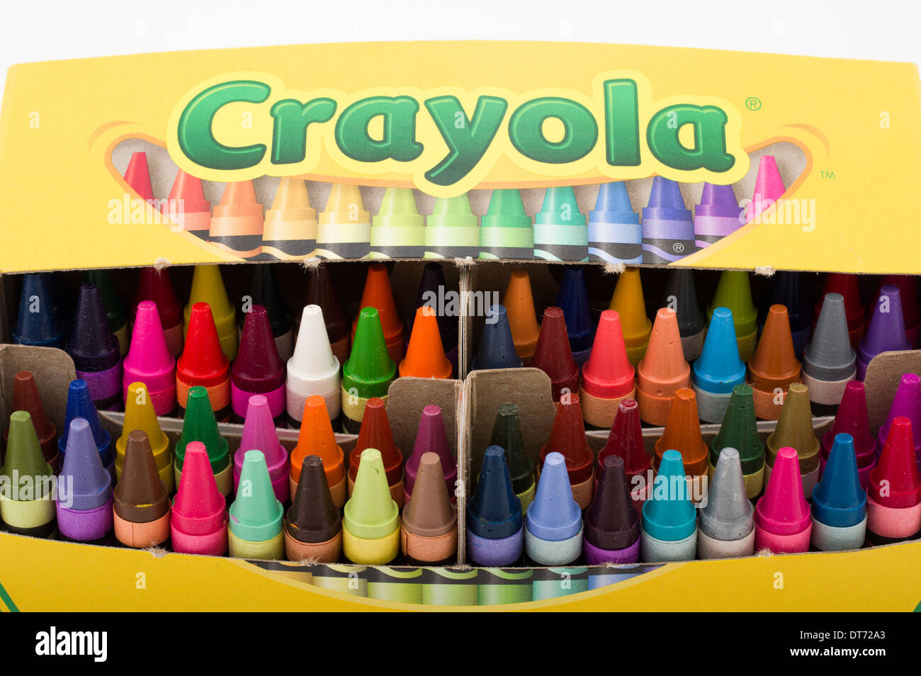 Crayola wax crayons made mostly of petroleum paraffin wax an iconic children's toy Stock Photo