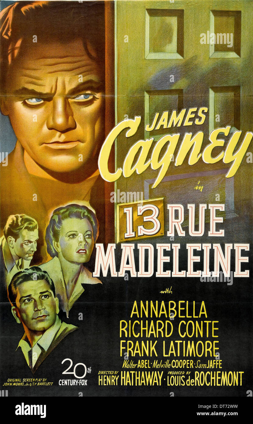 13 Rue Madeleine James Cagney vintage movie poster