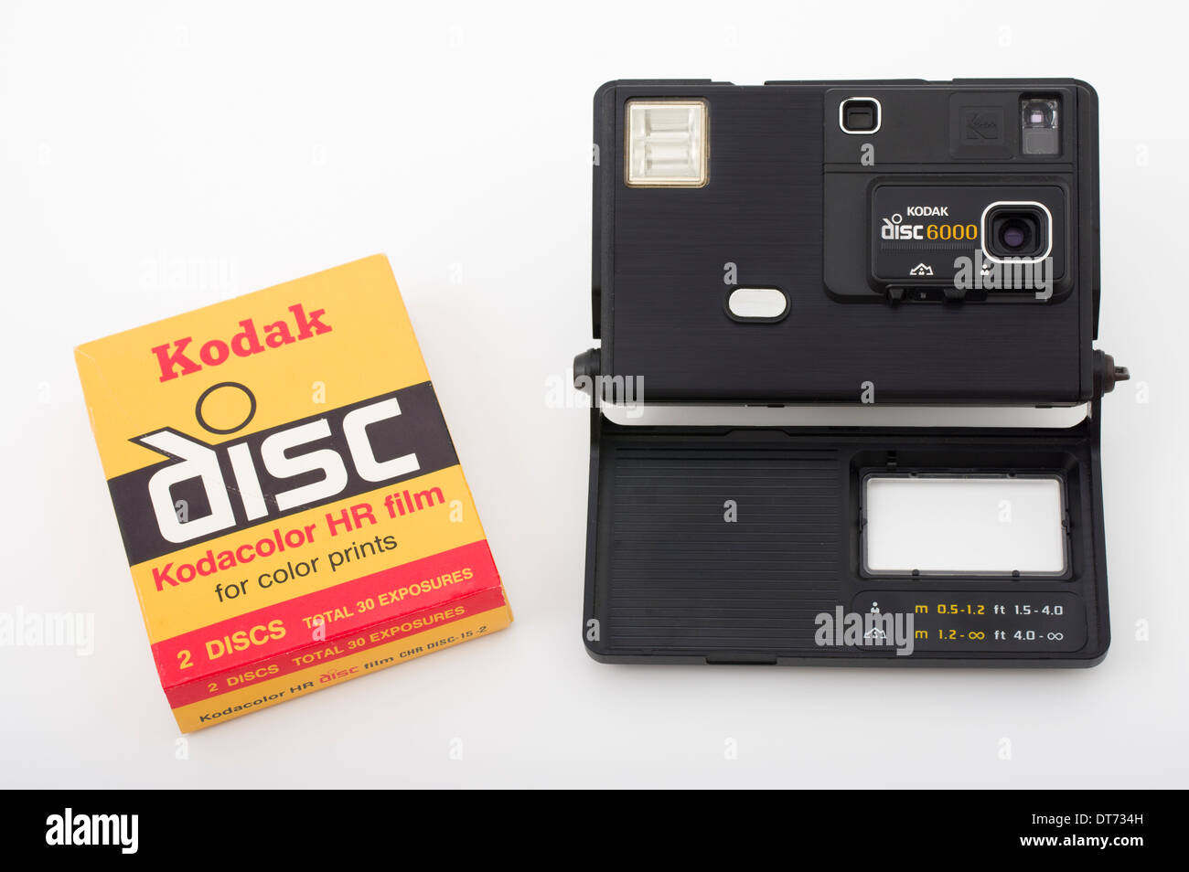 Kodak disc 6000 camera with disc film Stock Photo