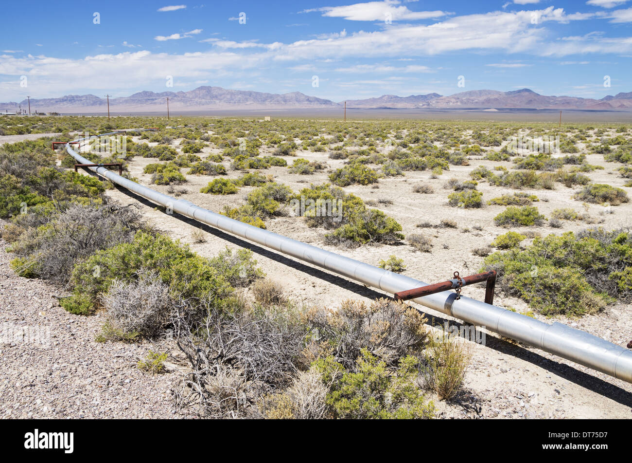small oil pipeline in the desert in New Mexico Stock Photo