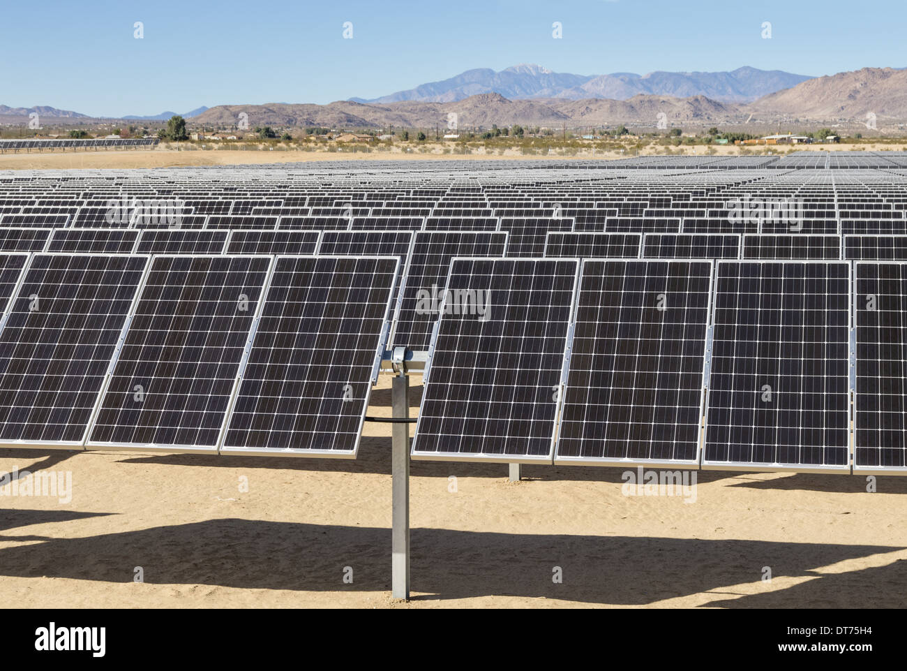 solar photovoltaic electric power plant in the Mojave desert of California Stock Photo