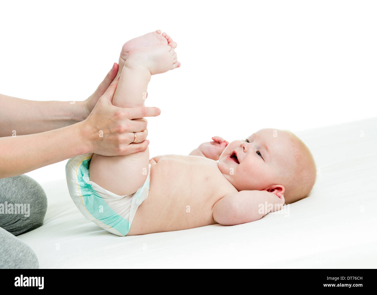 mother doing gymnastics her baby boy Stock Photo Alamy