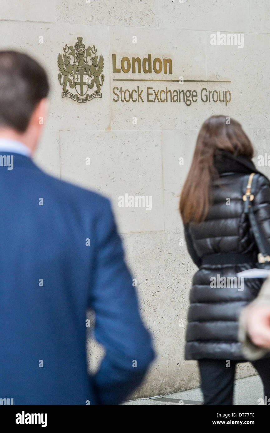 The entrance of the London Stock Exchange in Paternoster Square, London, UK Stock Photo