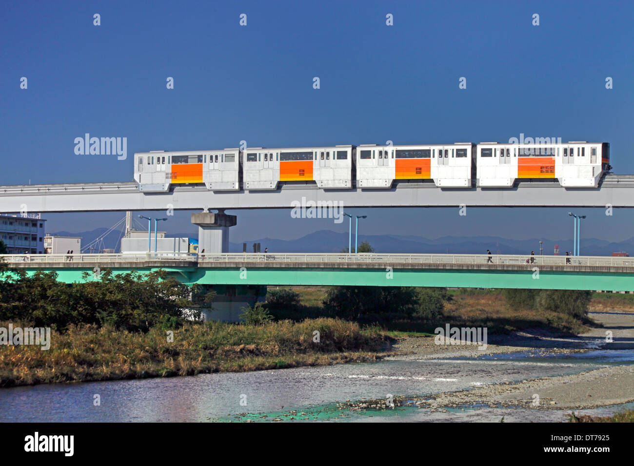 Tama Toshi Monorail Line Asakawa river Tokyo Japan Stock Photo Alamy