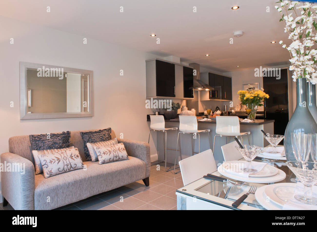 Show Home Kitchen Diner With Sofa Stock Photo 66544415 Alamy