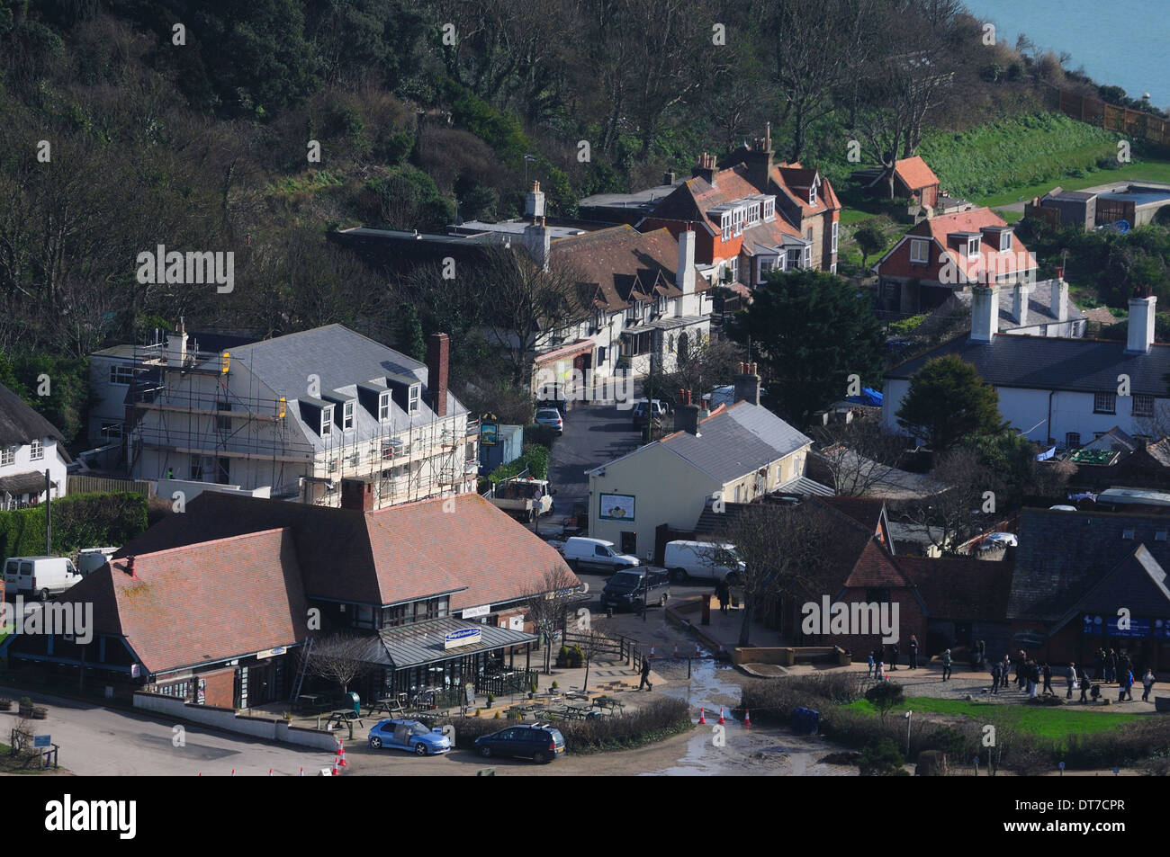 A view of some houses at West Lulworth Dorset UK Stock Photo