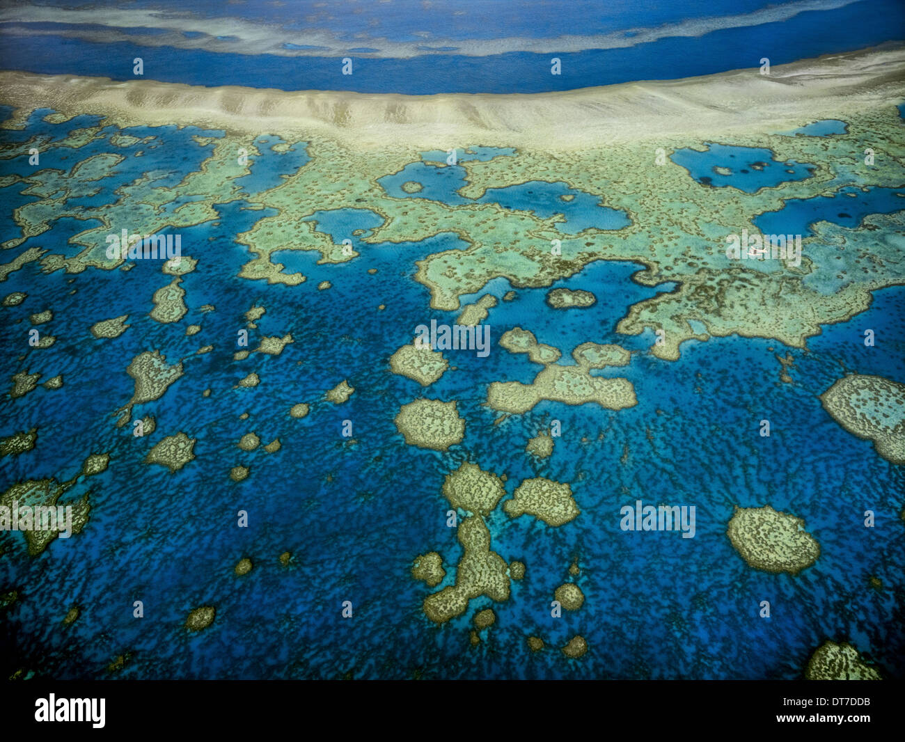 An aerial view of the islands of the Great Barrier Reef in Queensland Australia Great Barrier Reef Queensland Australia Stock Photo