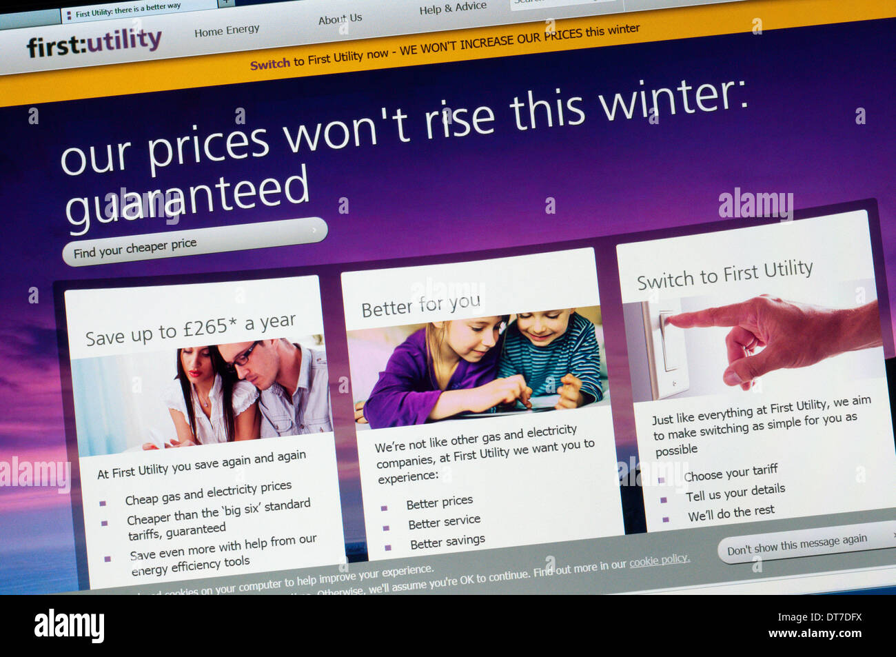 The home page of the first:utility web site. Stock Photo