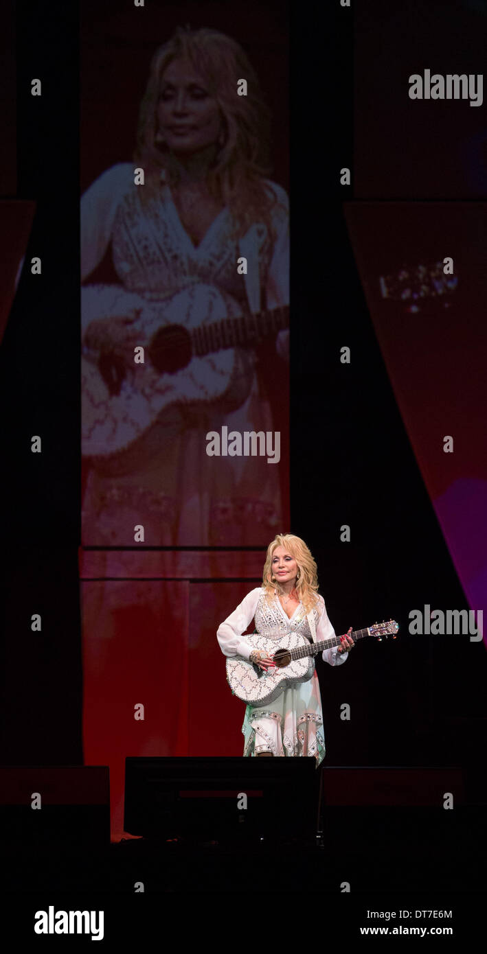 Dolly Parton performing in Melbourne, February 11, 2014. Stock Photo