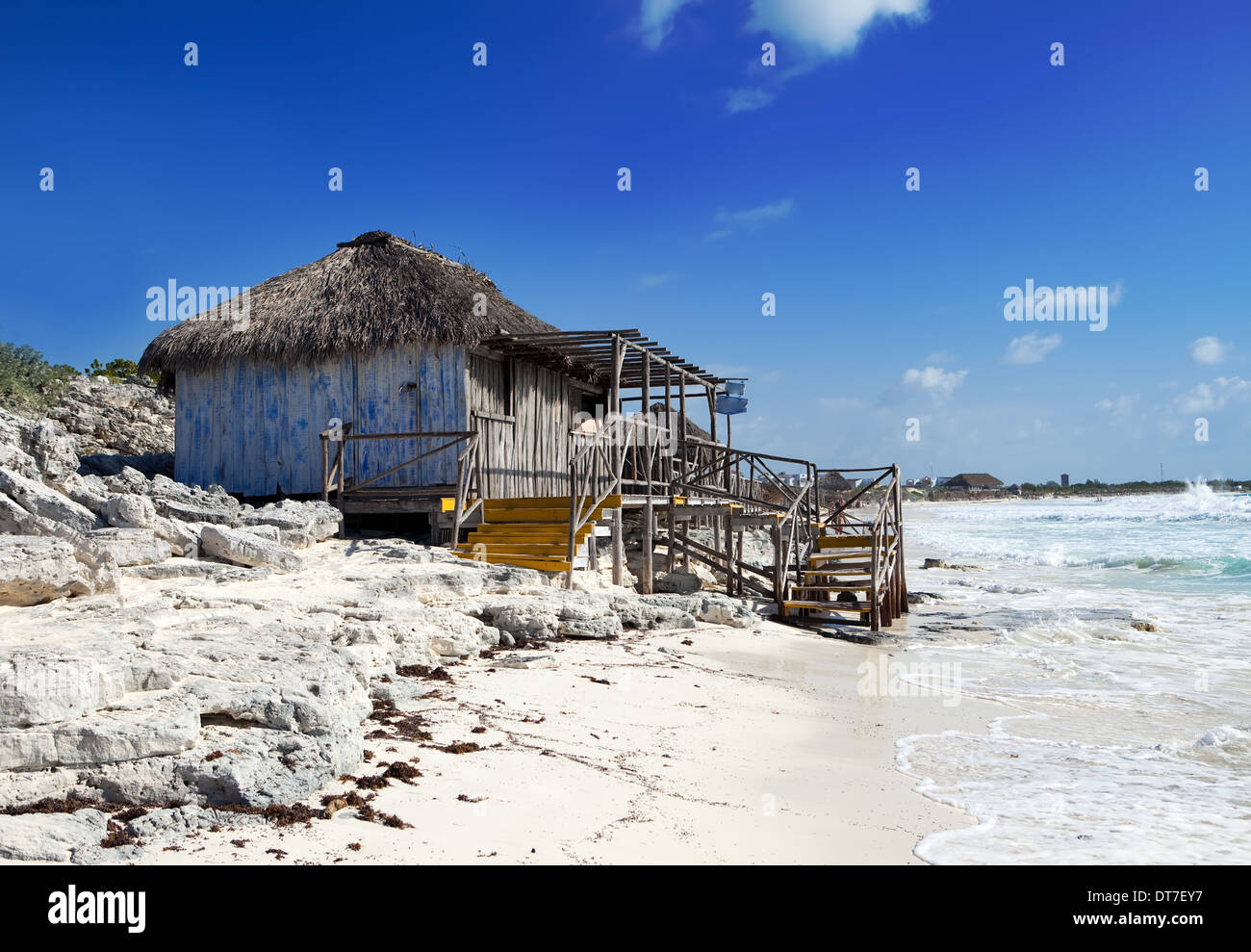 Wooden hut on the seashore. Cayo Largo's island, Cuba Stock Photo