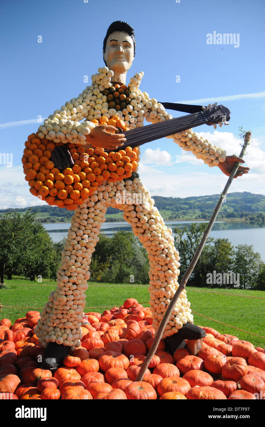 Elvis Presley Pumpkin Sculpture Stock Photo