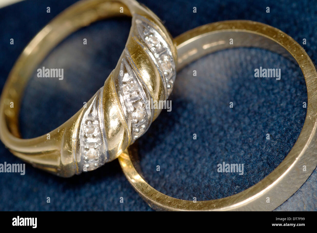 Pair of gold wedding rings Stock Photo