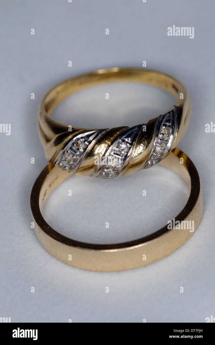 Pair of gold wedding rings Stock Photo