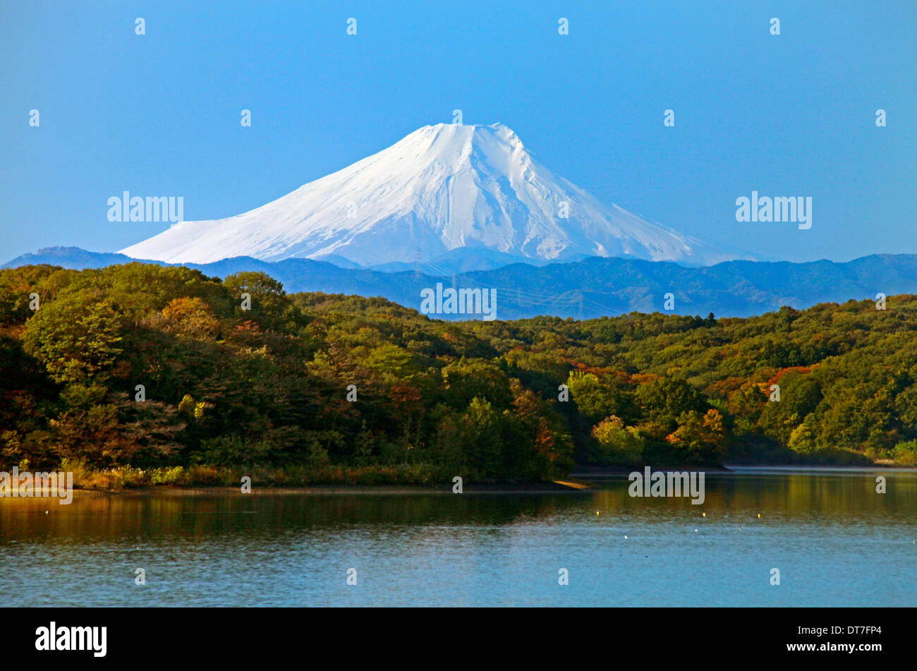 Mount Fuji view from Lake Sayama-ko Saitama Japan Stock