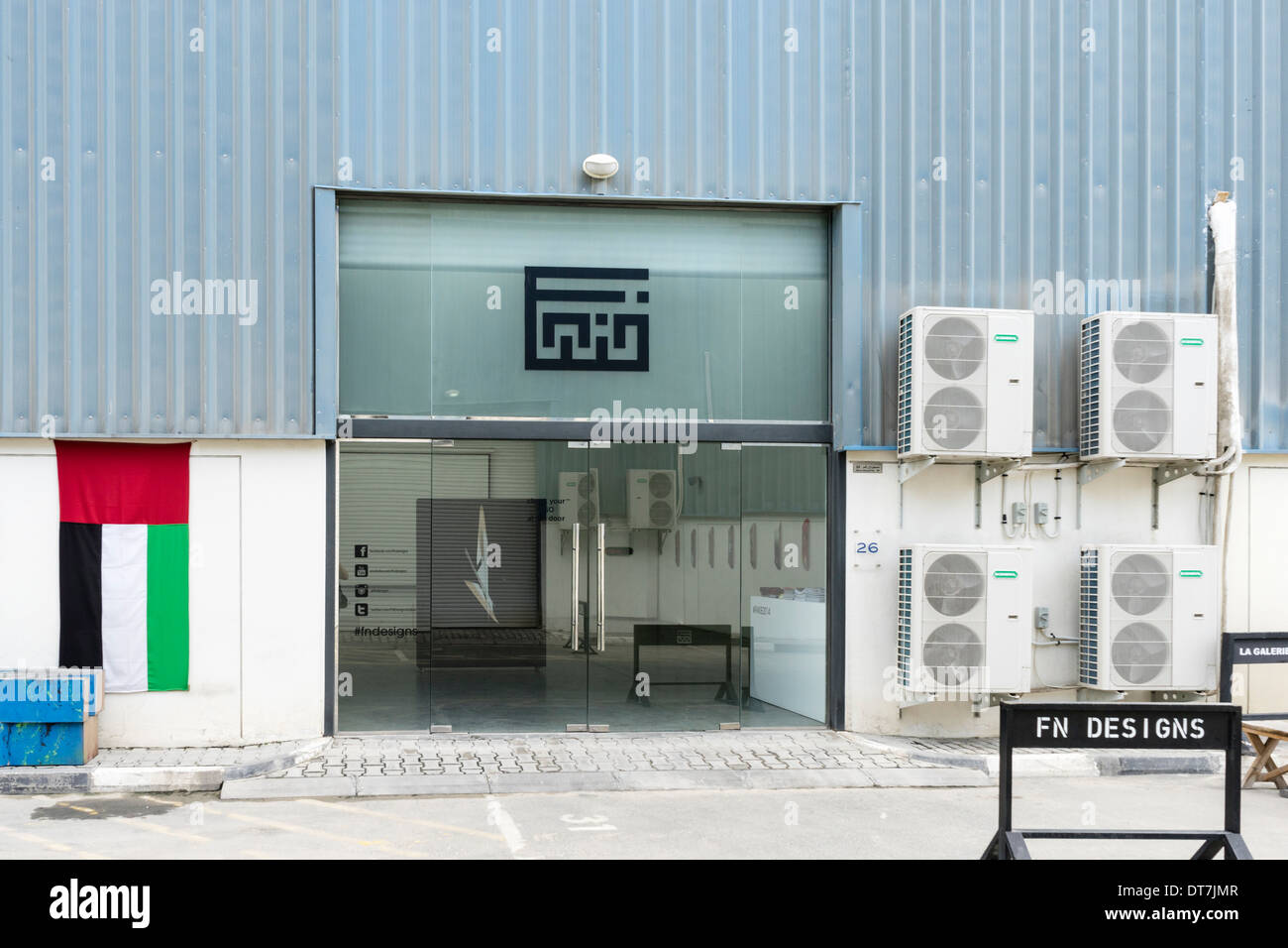 FN Designs art gallery at Alserkal Avenue warehouses in Al Quoz district in Dubai United Arab Emirates Stock Photo