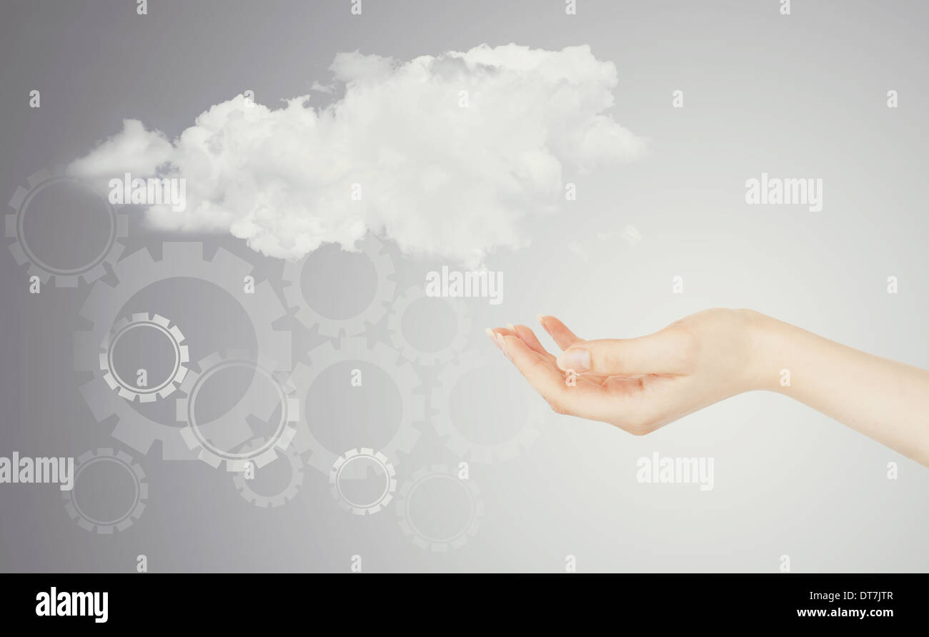 Cloud computing concept - world wide data sharing and communication Stock Photo