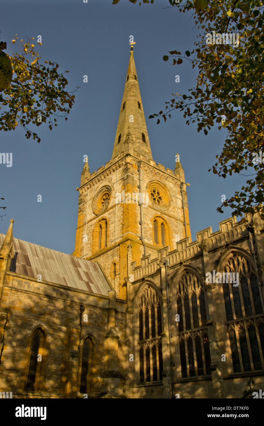 Holy Trinity church spire Stratford on Avon Stock Photo