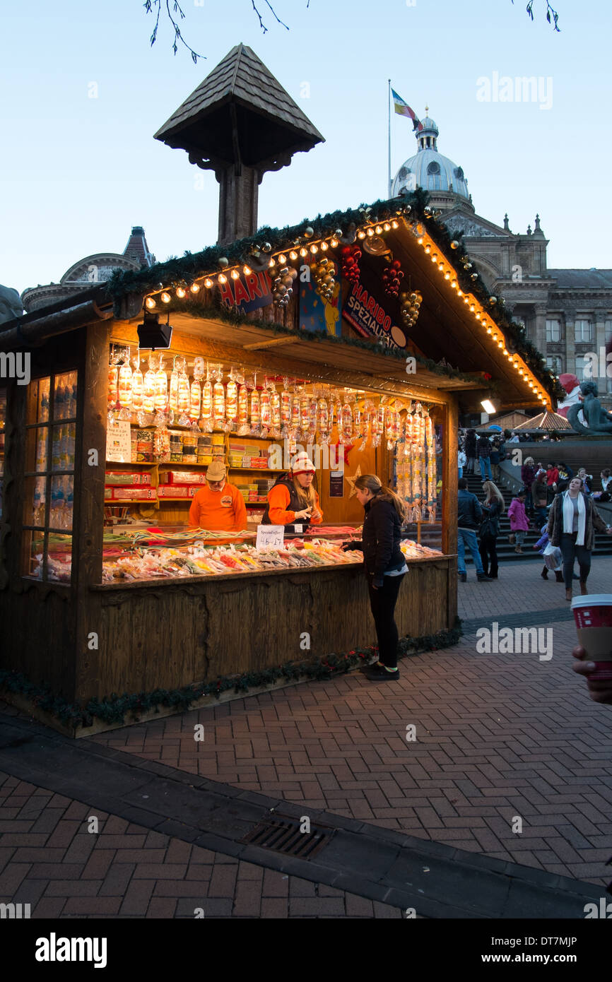 German markets in Birmingham showing candy decorations Stock Photo