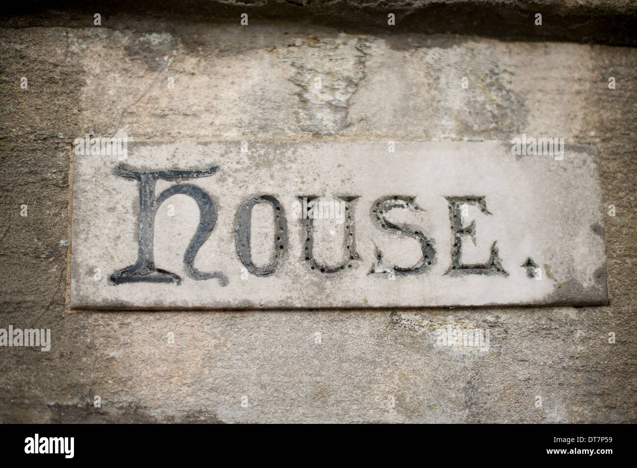 Name of house in Victorian Font Stock Photo