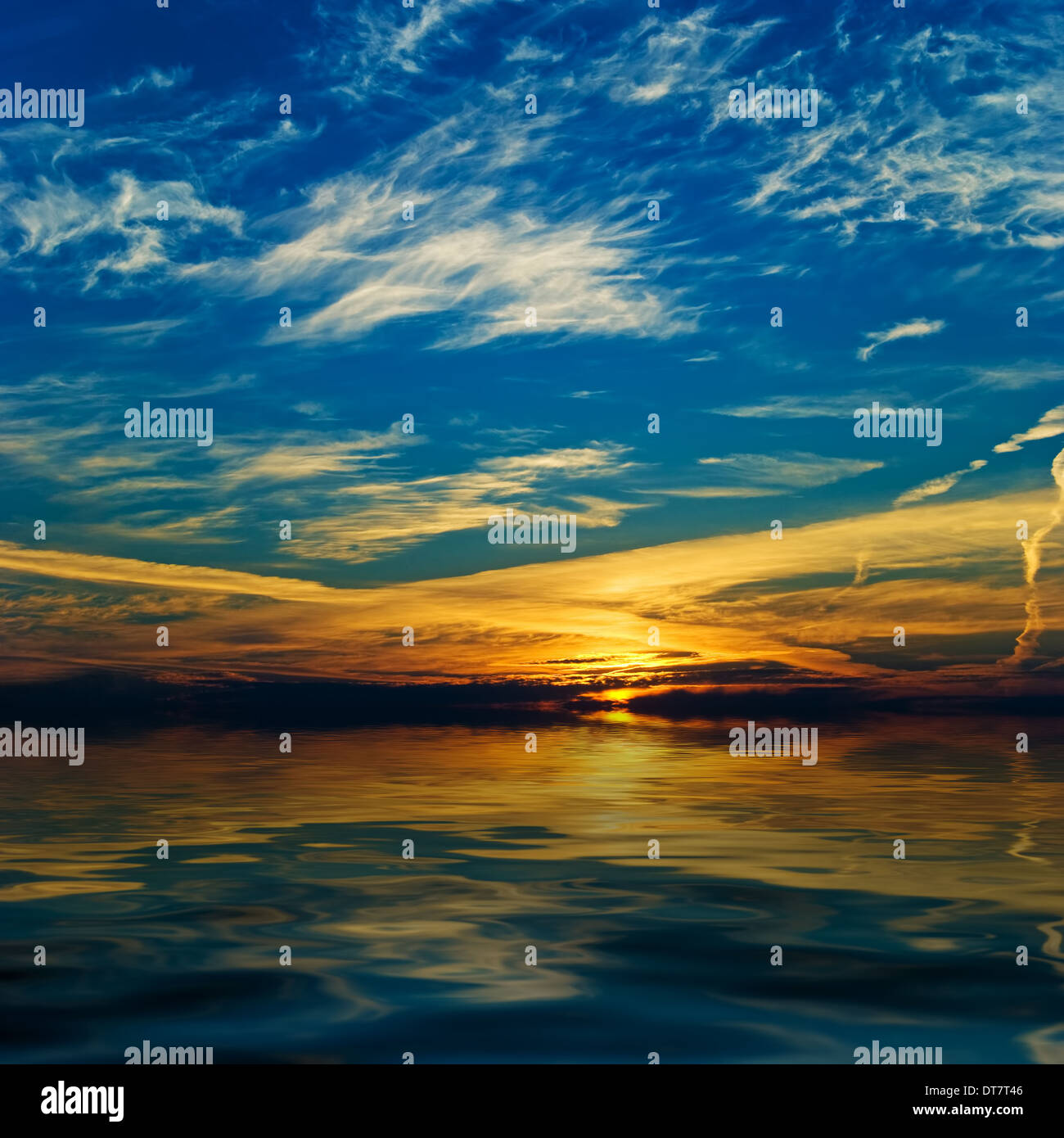 Sunrise over the water hires stock