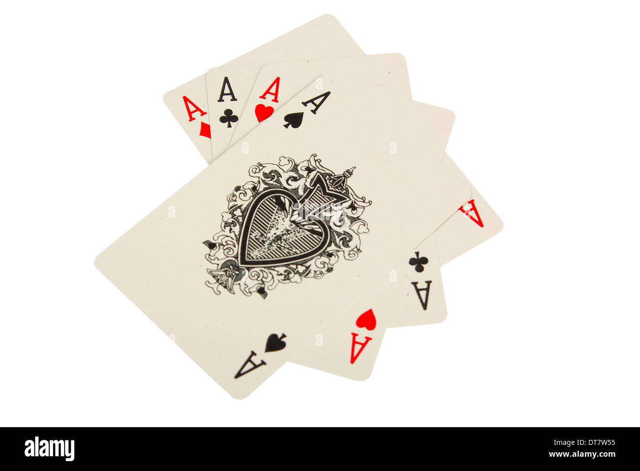 Four of a Kind Aces isolated on white background Stock Photo