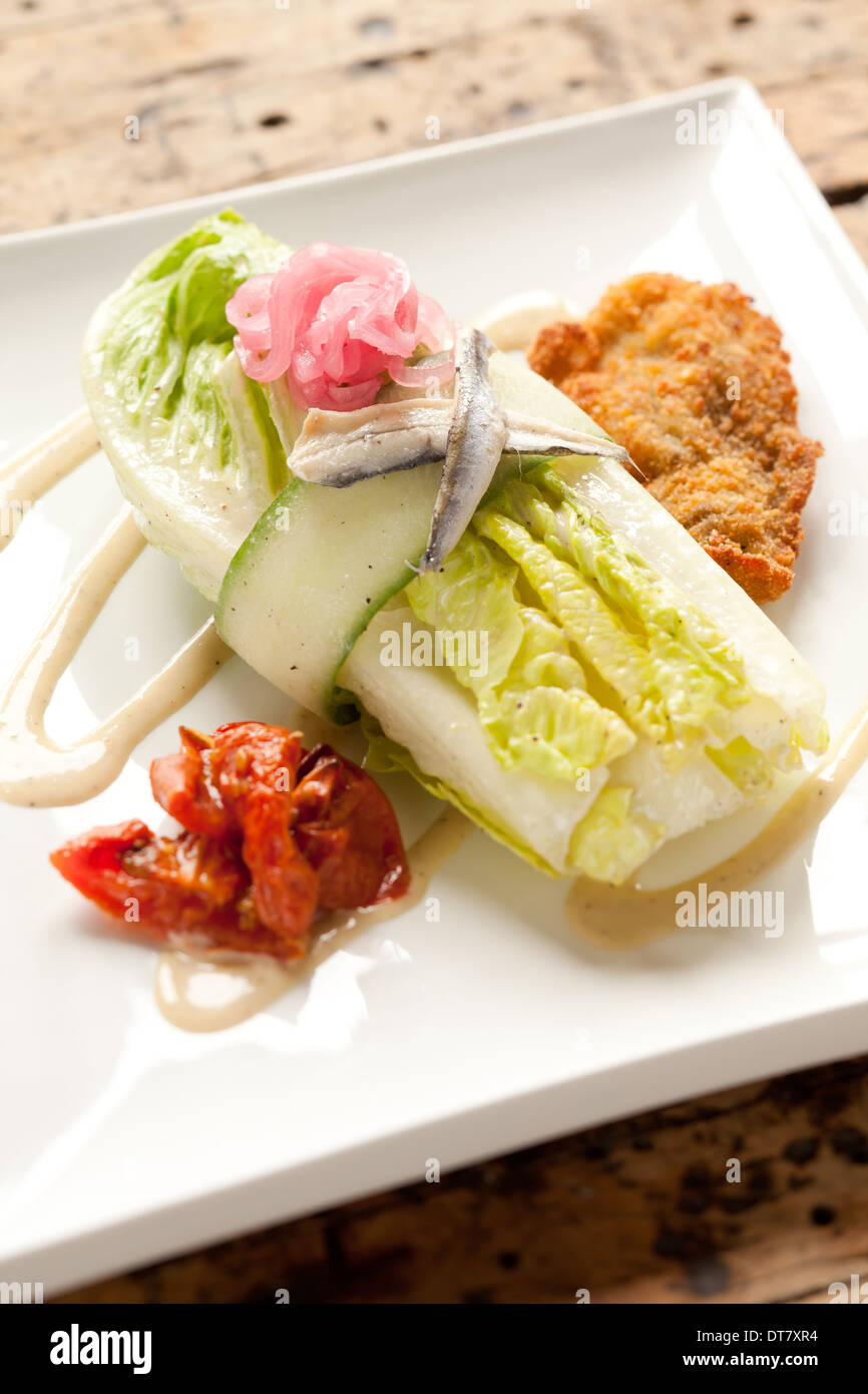 Modern caesar salad with anchovies Stock Photo Alamy