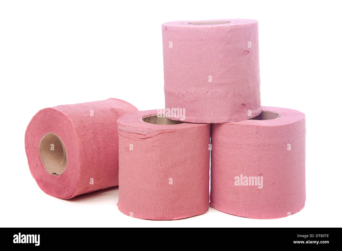 Pink toilet paper isolated over white background Stock Photo Alamy