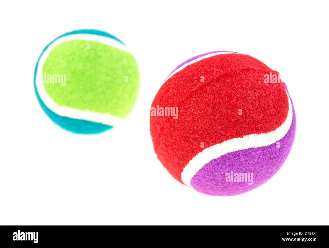 Two dog fetch balls on a white background. Stock Photo