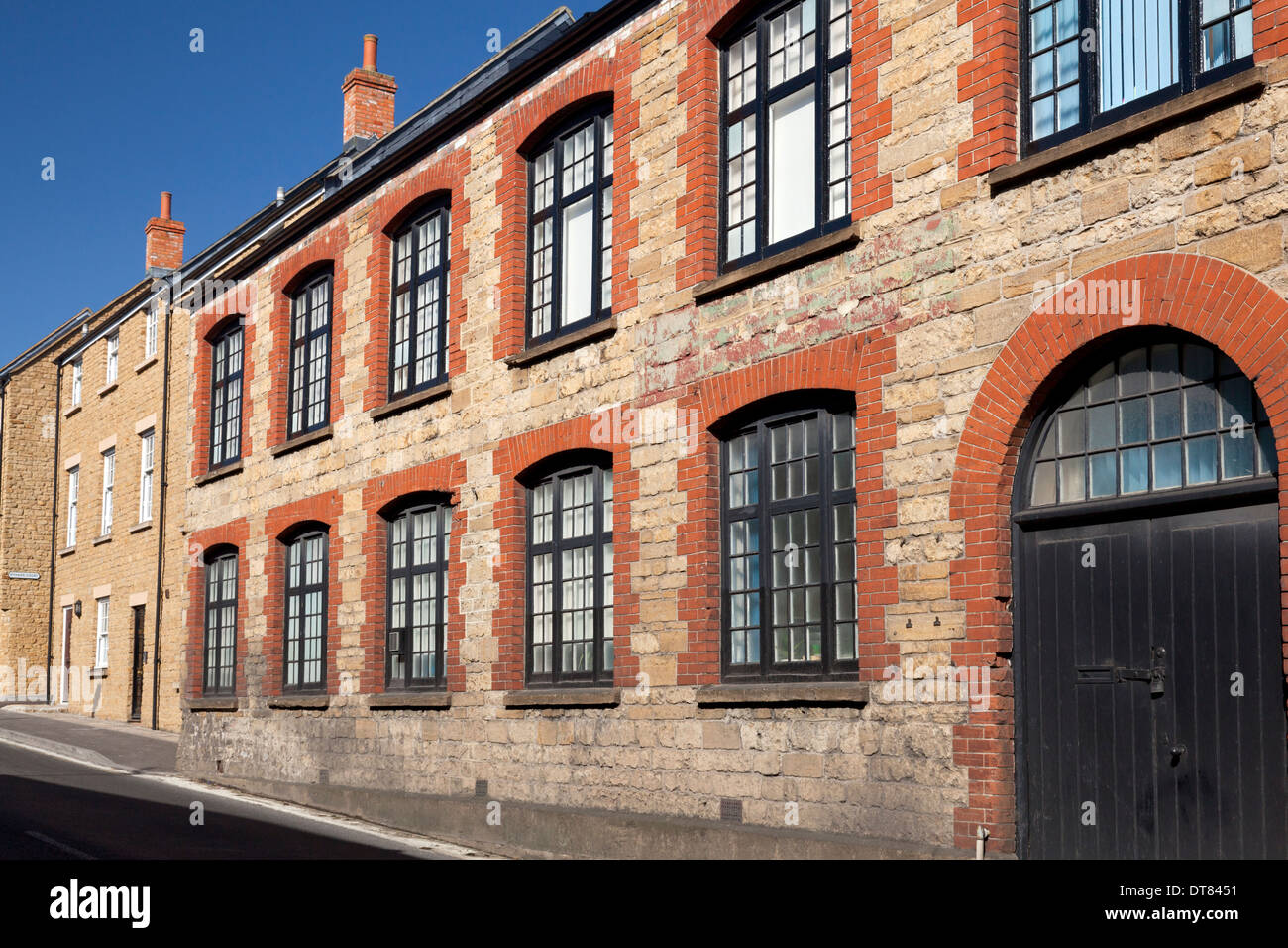 Restored former warehouse in North Street, Crewkerne, Somerset Stock Photo