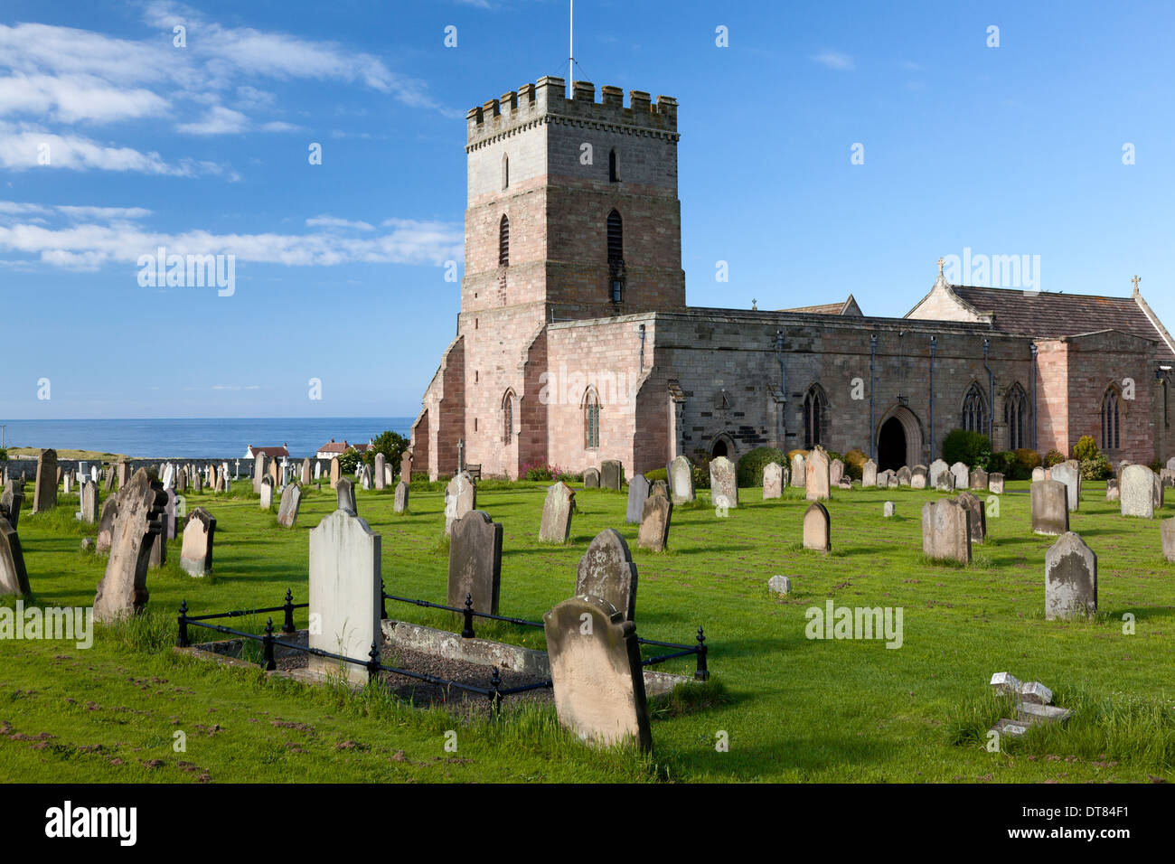 St Aidan's Church and churchyard, Bamburgh, Northumberland Stock Photo