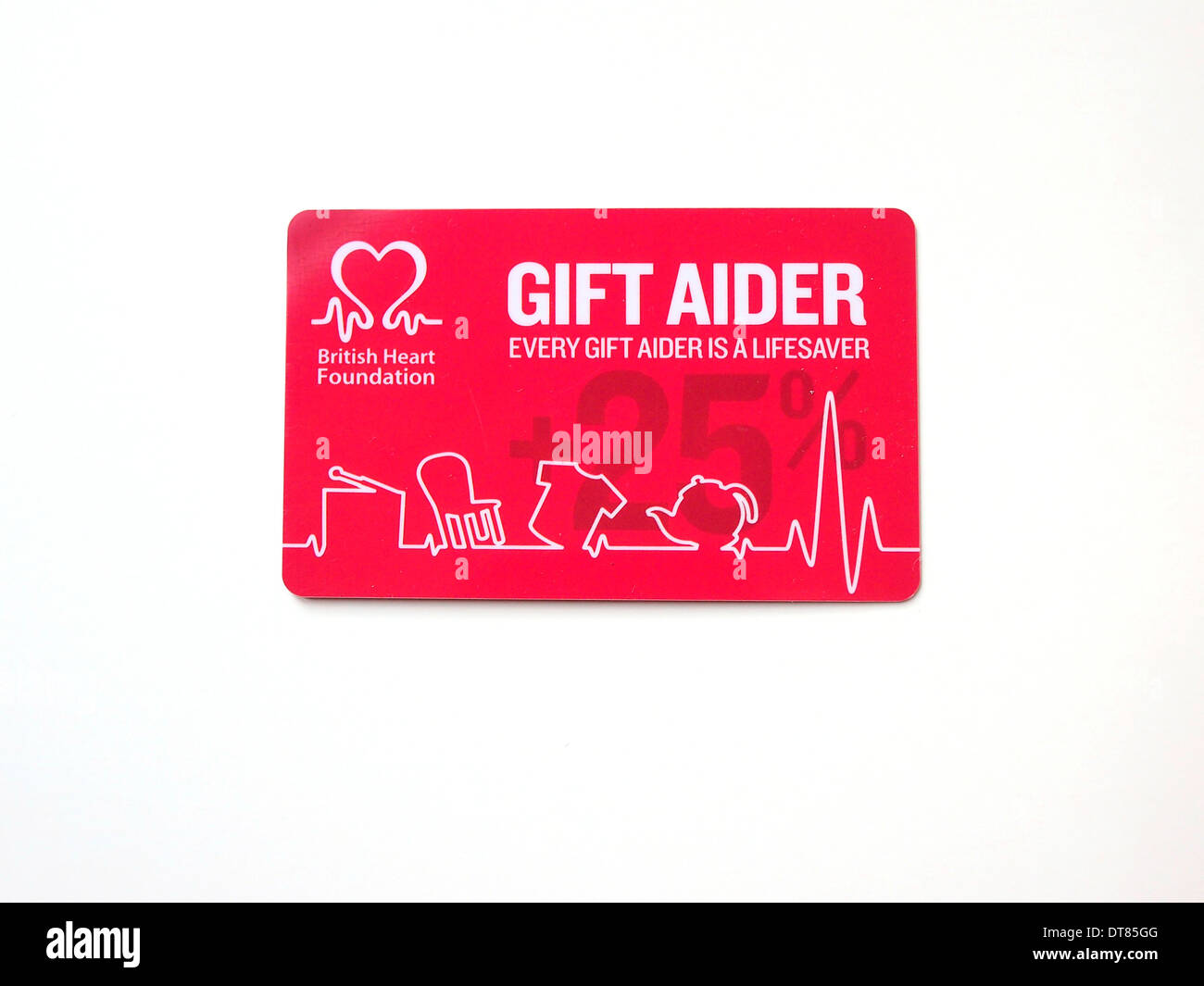 A British Heart Foundation donors card allowing the charity to collect Gift Aid from tax paid by donor Stock Photo