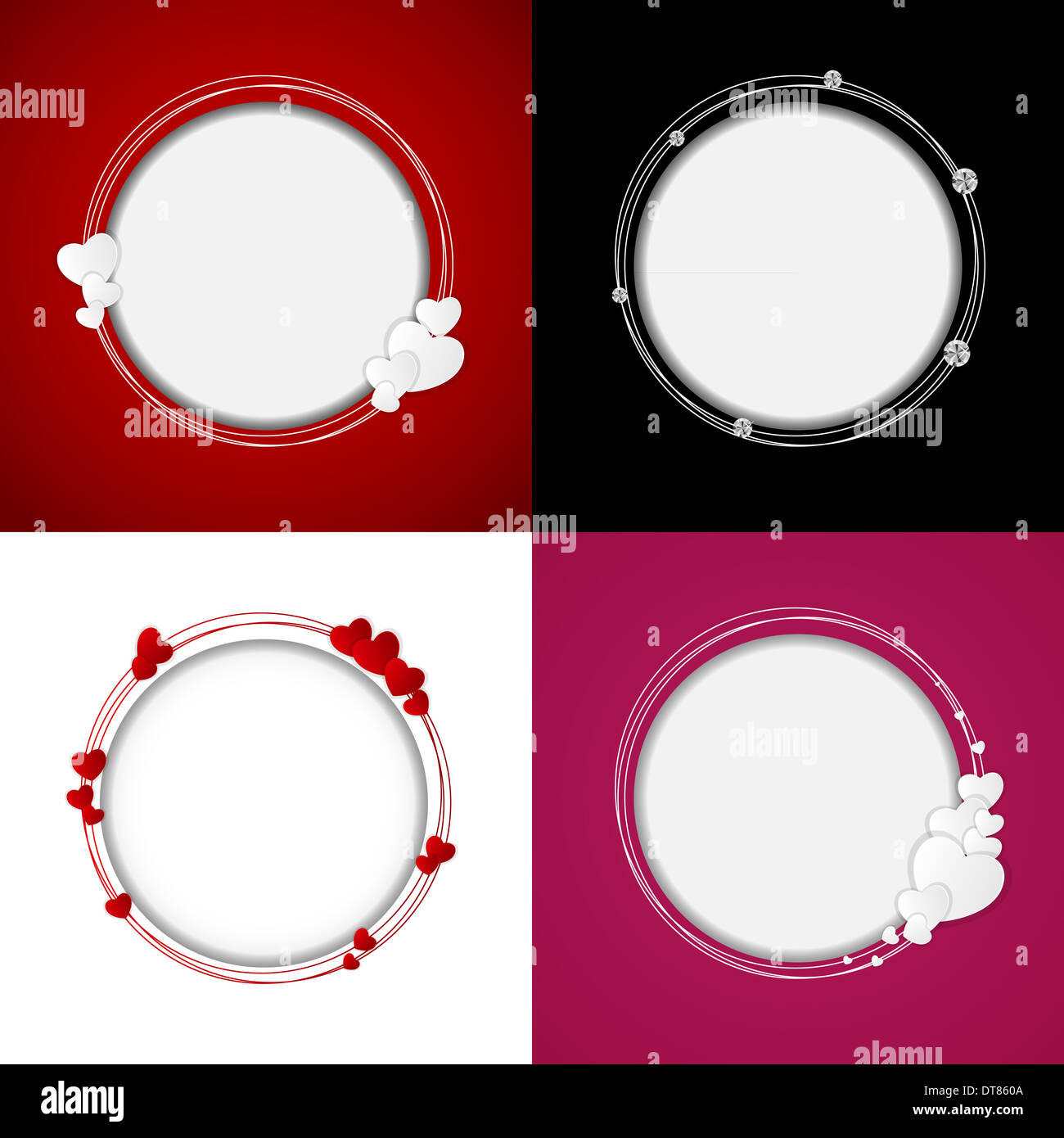 Big Set of Happy Valentines Day Card with Heart. Vector Illustration ...