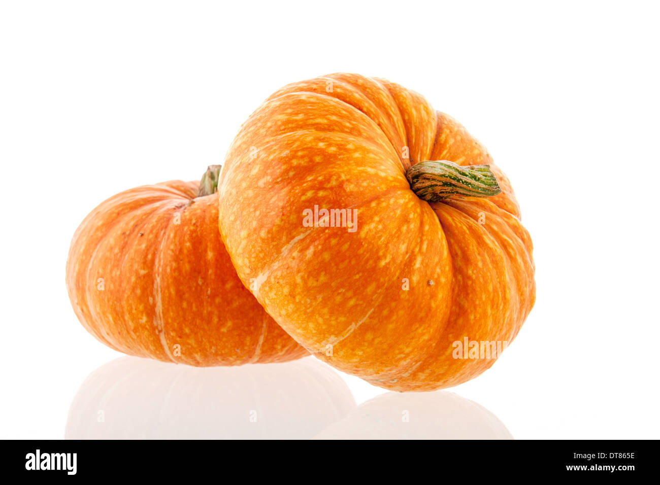 Two pumpkins isolated over white background Stock Photo